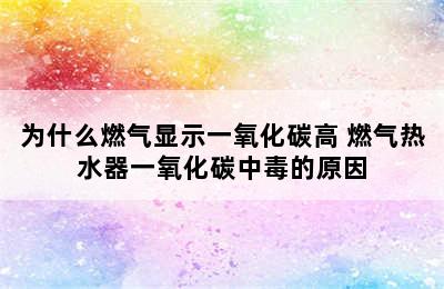 为什么燃气显示一氧化碳高 燃气热水器一氧化碳中毒的原因